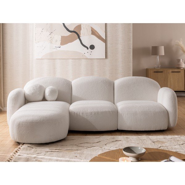 Krémová rohová pohovka z textílie buklé (ľavý roh/s leňoškou) Orbit – Ropez-image-1