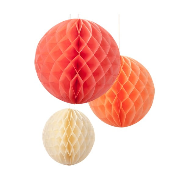Papierové dekorácie Honeycomb Blush, 3 kusy