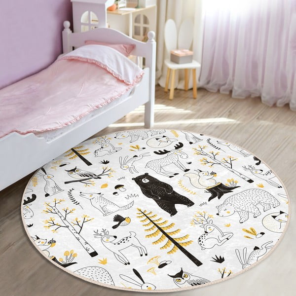 Žlto-biely detský koberec ø 120 cm Comfort – Mila Home-image-2