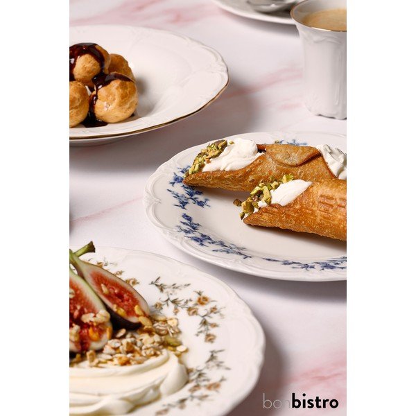 Biely/modrý dezertný porcelánový tanier ø 16 cm Retro – BonBistro-image-3