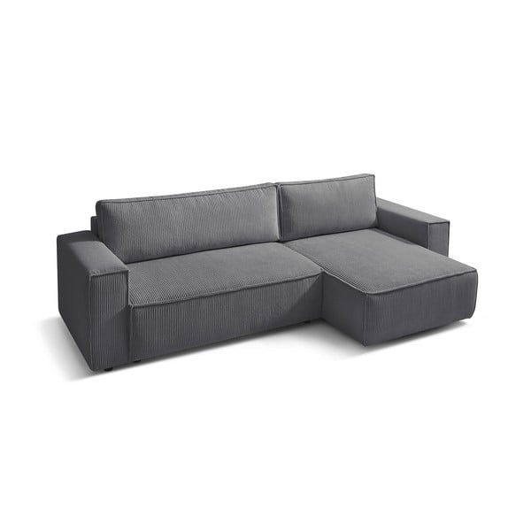 Tmavosivá menčestrová rozkladacia rohová variabilná pohovka Nihad – Bobochic Paris-image-3