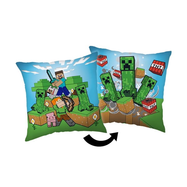 Detský vankúšik 40x40 cm Minecraft "Creeper Rush" – Jerry Fabrics