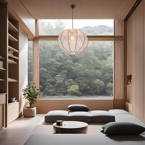 Biele závesné svietidlo s textilným tienidlom ø 52 cm Mellow – Candellux Lighting-image-4