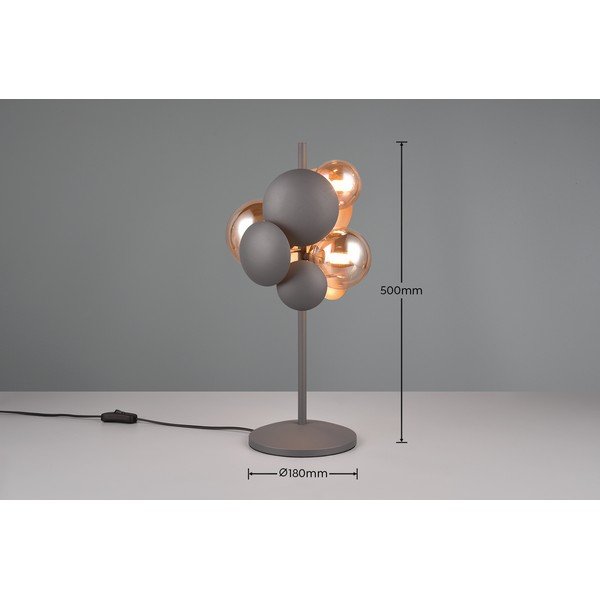 Stolová lampa so skleneným tienidlom v sivo-zlatej farbe (výška 50 cm) Bubble – Trio Select-image-3
