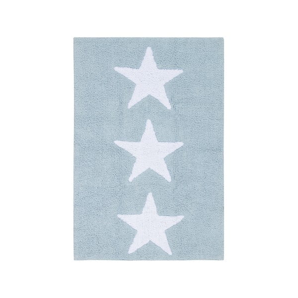 Modrý bavlnený koberec Happy Decor Kids Three Stars, 80 x 120 cm