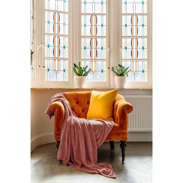 Mikroplyšový pléd v tehlovej farbe 220x240 cm Plaid – Tiseco Home Studio-image-1