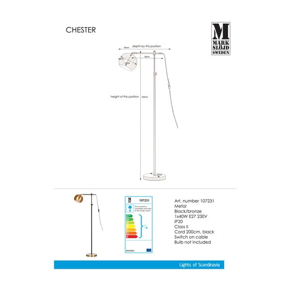 Čierno-bronzová voľne stojacia lampa Markslöjd Chester-image-2