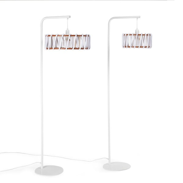 Stojacia lampa s bielou konštrukciou a veľkým bielym tienidlom EMKO Macaron-image-4