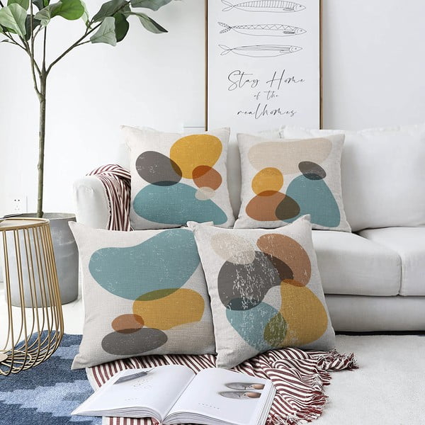 Súprava 4 obliečok na vankúše Minimalist Cushion Covers Stones, 55 x 55 cm
