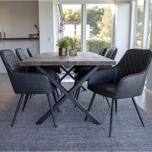 Tmavosivé čalúnené jedálenské kreslá v súprave s podrúčkami 2 ks Harbo – House Nordic-image-1