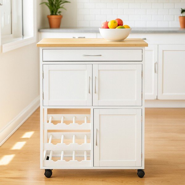 Bambusový servírovací stolík na kolieskach 37x67 cm Harlow – Premier Housewares-image-1
