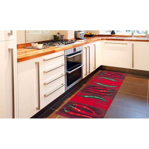 Vysokoodolný kuchynský koberec Peperoncini, 60x300 cm