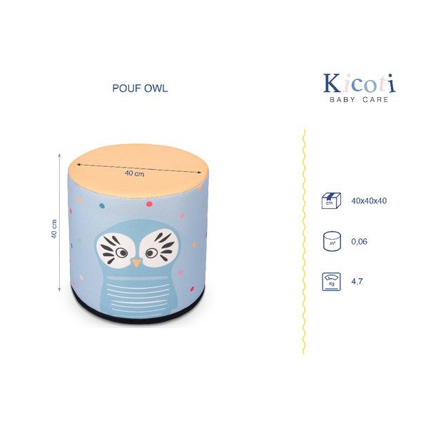 Detský sedací puf s motívom sovy KICOTI, 40 × 40 cm-image-2