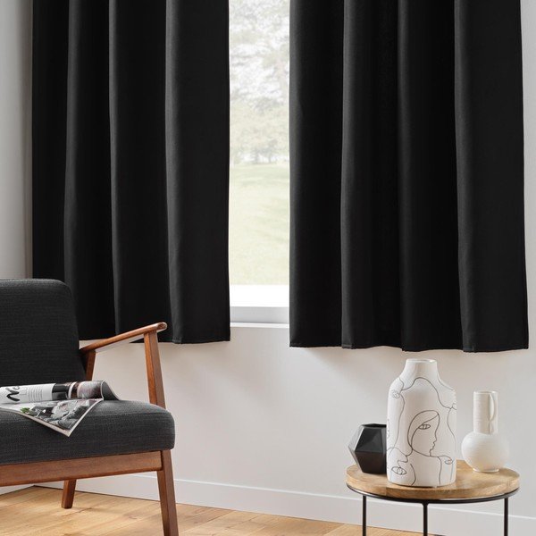 Čierny termo/dimout záves z mikrovlákna 135x180 cm Micropolar – douceur d'intérieur-image-1