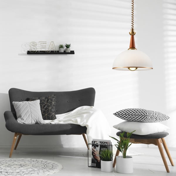 Závesné svietidlo v hnedo-zlatej farbe so skleneným tienidlom ø 30 cm Ciara – LAMKUR-image-2