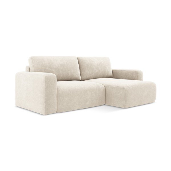 Krémová ženilková rozkladacia/s úložným priestorom rohová pohovka (pravý roh/s leňoškou) Kona – Makamii-image-2