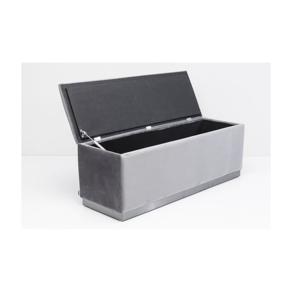 Hnedo-sivá zamatová lavica s úložným priestorom Kare Design Cherry-image-2