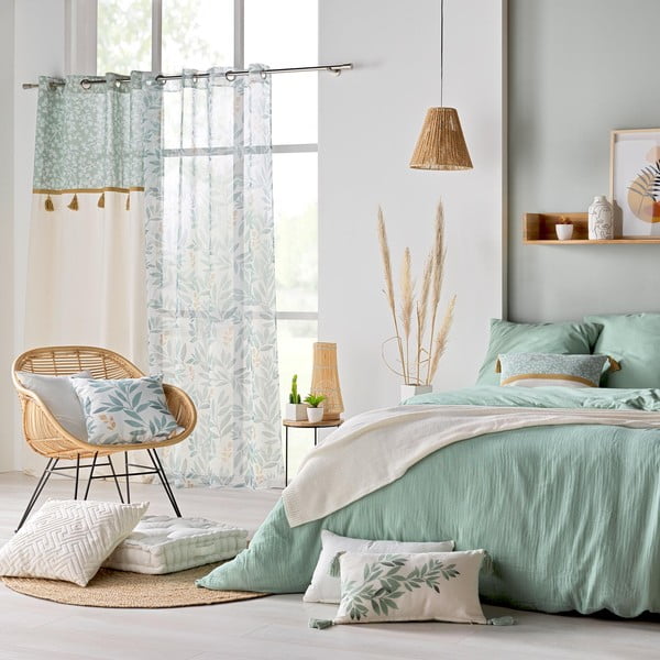 Svetlozelené mušelínové obliečky na dvojlôžko/predĺžené 240x220 cm Angelia – douceur d'intérieur-image-2