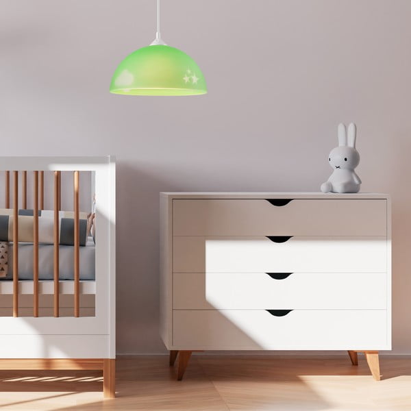 Zelené detské svietidlo so skleneným tienidlom ø 30 cm Day & Night – LAMKUR-image-3