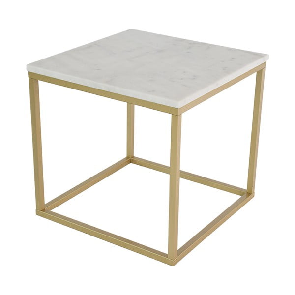 Mramorový konzolový stolík s mosadznou konštrukciou, 50 x 50 cm