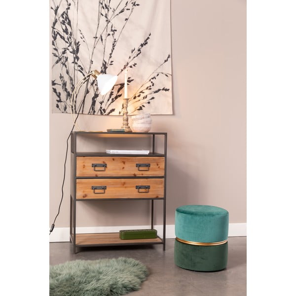 Zelený/tyrkysový zamatový taburet Bubbly – White Label-image-1