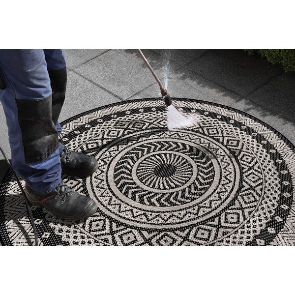 Čierno-sivý vonkajší koberec Ragami Round, ø 120 cm-image-4