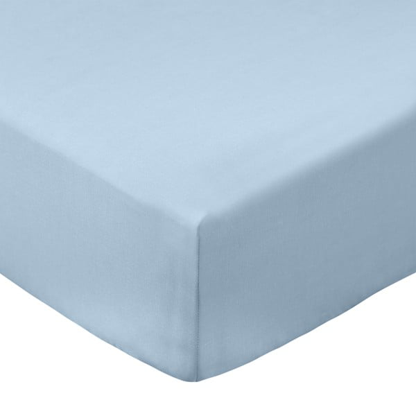 Modrá napínacia plachta z bavlneného perkálu 185x200 cm Cotton Percale – Bianca