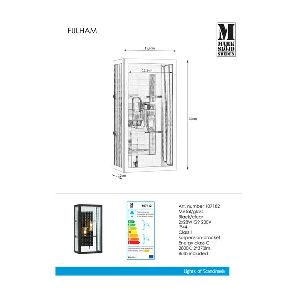 Čierne nástenné svietidlo Markslöjd Fulham-image-2