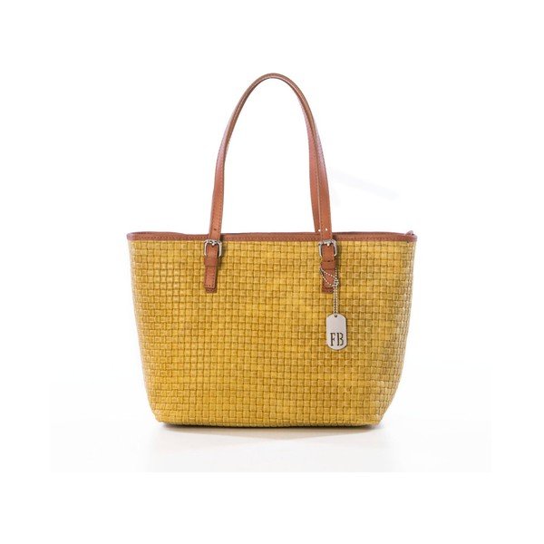 Horčicová kabelka z pravej kože Federica Bassi Puro