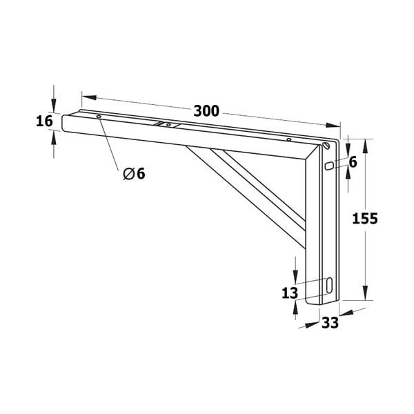 Oceľová podpera pracovnej dosky v striebornej farbe 30x4 cm – Sapho-image-1