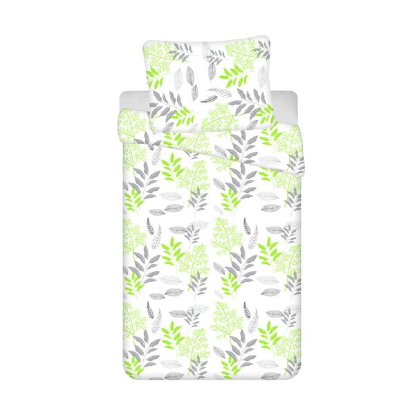 Bielo-zelené 4-dielne bavlnené obliečky na jednolôžko 140x200 cm Listera – Jerry Fabrics