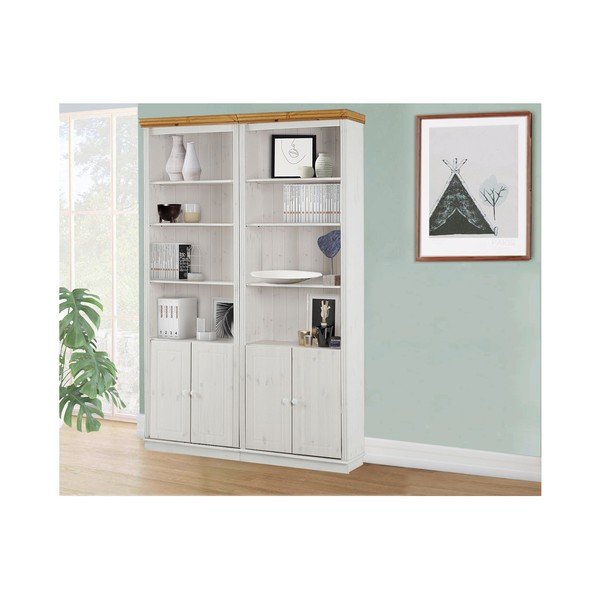 Biela knižnica z borovicového dreva 148x223 cm Anita – Støraa-image-1