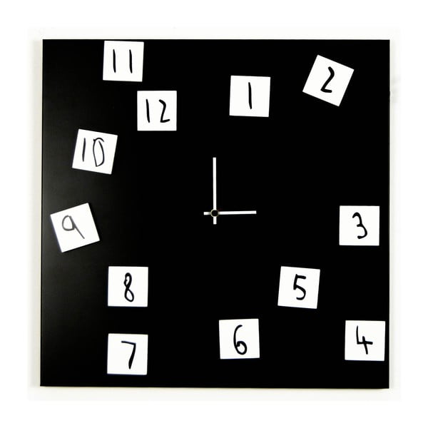 Nástenné hodiny dESIGNoBJECT.it Changing Clock Black, 50 x 50 cm