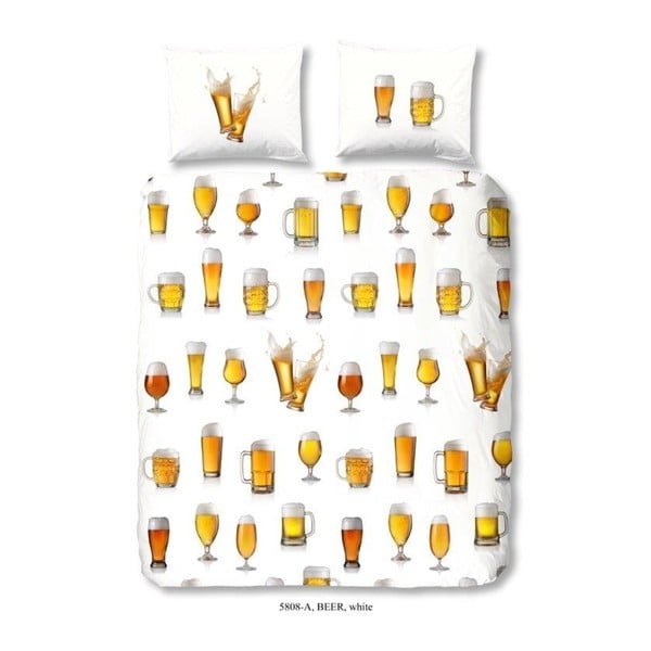 Obliečky na dvojlôžko z bavlny Good Morning Beer, 200 × 240 cm