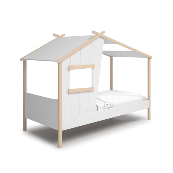 Biela domčeková detská posteľ z borovicového dreva 90x190 cm Luba – Marckeric-image-2