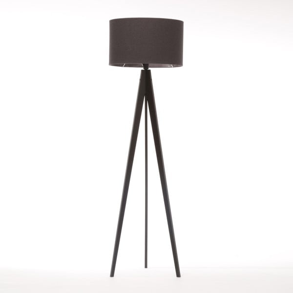 Tmavohnedo-čierna stojacia lampa 4room Artist, čierna lakovaná breza, 150 cm