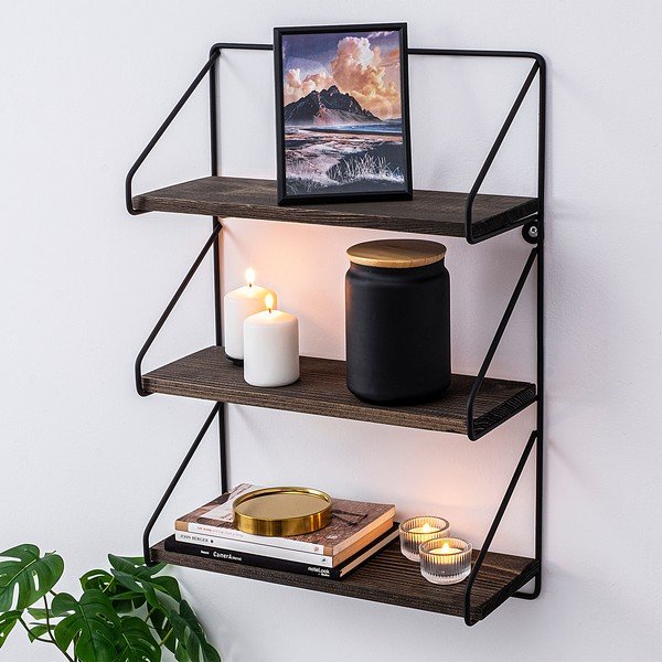 Poschodová polica zo smrekového dreva v prírodnej farbe 40 cm Violaceae – Kalune Design-image-1