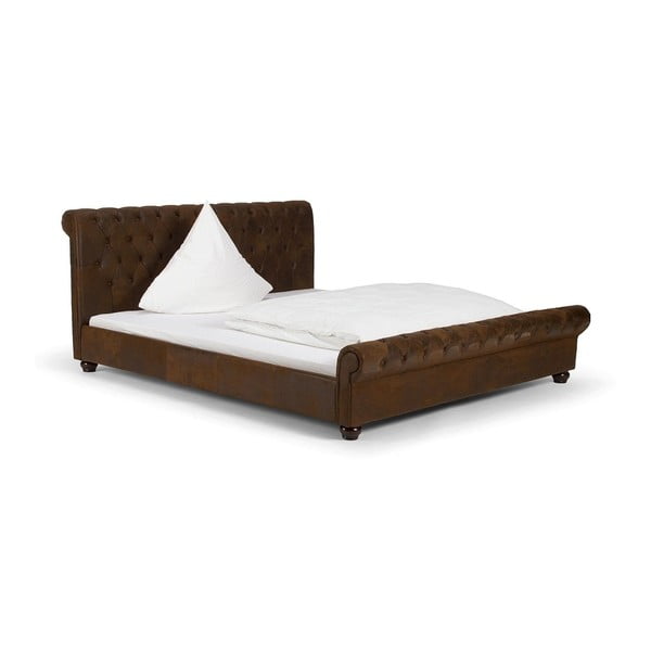 Hnedá dvojlôžková posteľ SOB Brushed, 200 x 200 cm