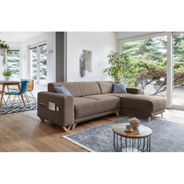 Hnedá rozkladacia/s úložným priestorom rohová pohovka Classy Sophie – Miuform-image-3