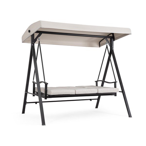 Antracitová/béžová kovová záhradná hojdačka Taurus – Bizzotto-image-2