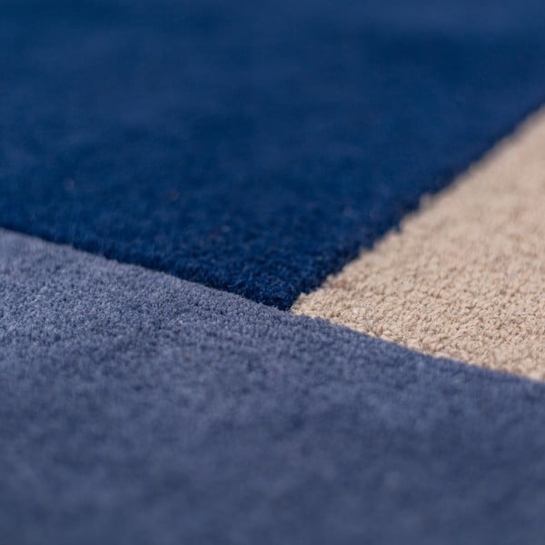 Modrý ručne tkaný vlnený okrúhly koberec ø 150 cm Mia Segment – ​​Flair Rugs-image-4