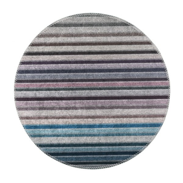 Modro-sivý umývateľný okrúhly koberec ø 120 cm – Vitaus