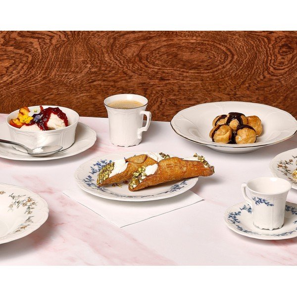 Biela/modrá porcelánová miska 410 ml Retro – BonBistro-image-1