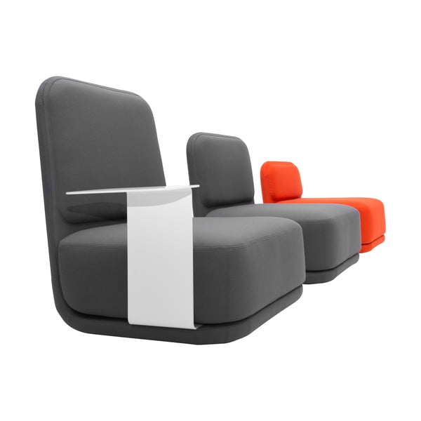 Oranžové kreslo s bielym kovovým stolíkom Softline Standby Low + Side Table-image-3