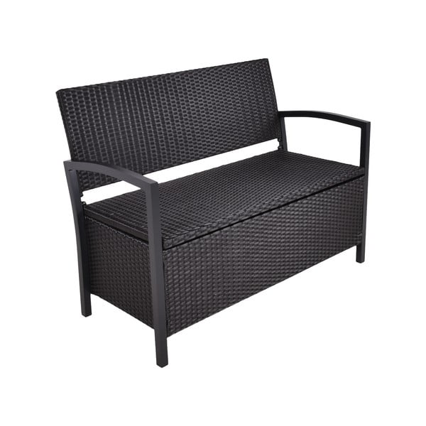 Čierna záhradná lavica z umelého ratanu Ferrara – Garden Pleasure