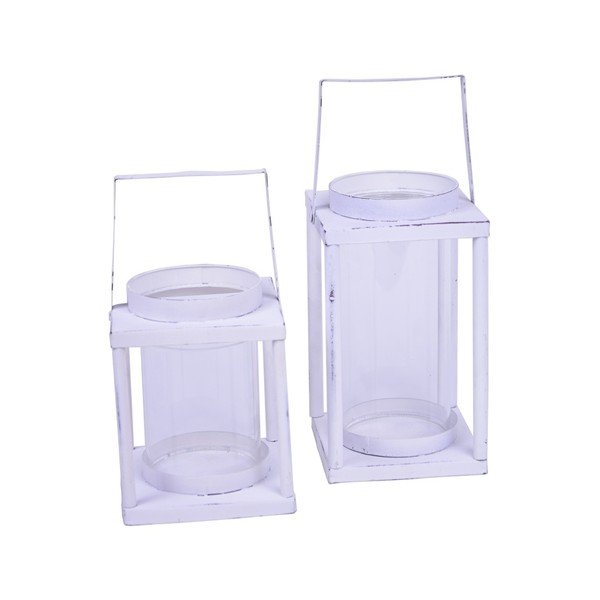 Biely plechový lampáš Ego Dekor Shabby, výška 23 cm-image-1