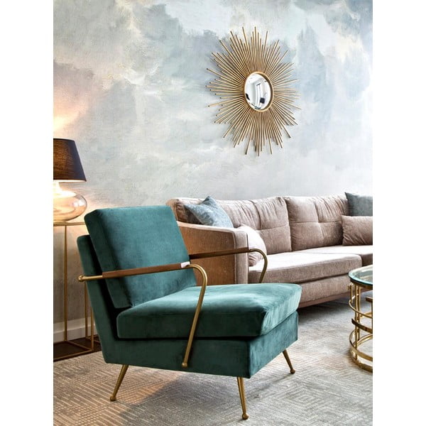 Nástenné zrkadlo s kovovým rámom v zlatej farbe Westwing Collection Ella, ø 104 cm-image-1