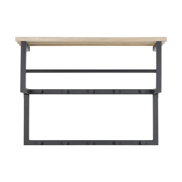 Čierny/v prírodnej farbe kovový nástenný vešiak s poličkou 71 cm Rizzoli – Spinder Design-image-2