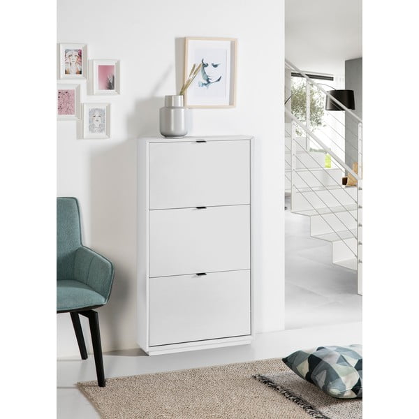 Biela skrinka na topánky s 3 zásuvkami Marckeric Luka-image-1