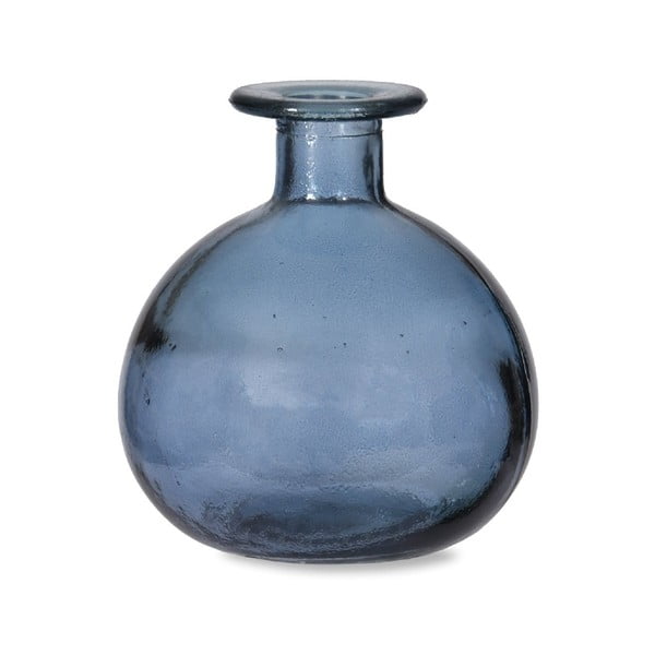 Modrá guľatá váza z recyklovaného skla Garden Trading Blue, ø 11 cm